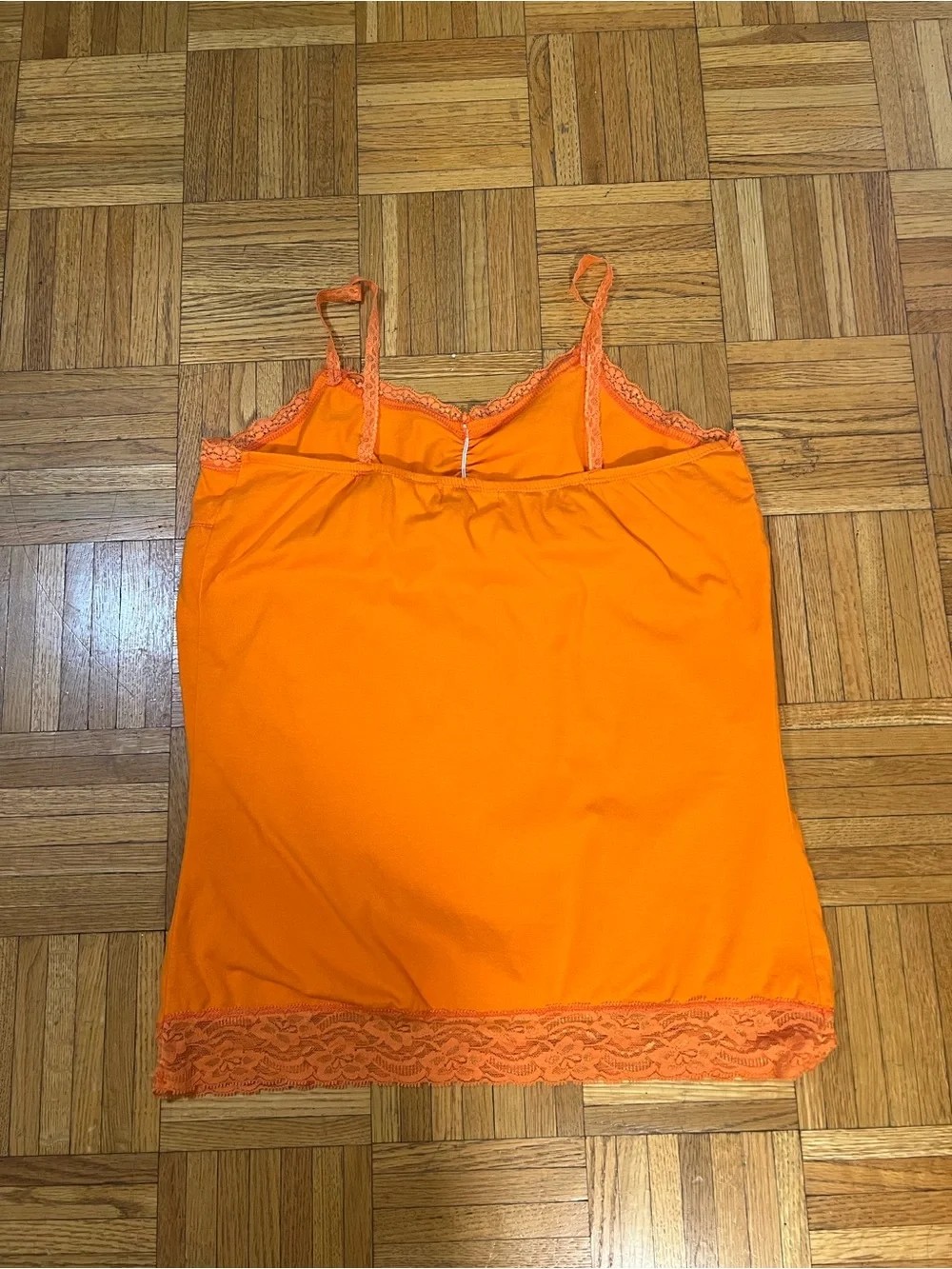 Vintage Y2K Deb Orange Lace-Trim Cami Tank Top size XL